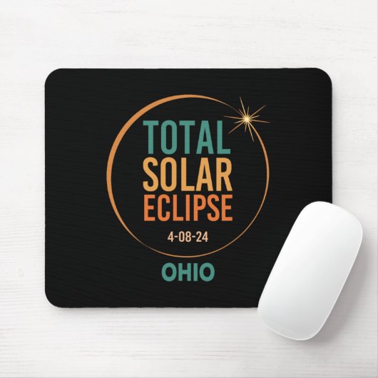 Tapis De Souris Solar Eclipse Ohio 8 avril 2024 Totalité (Avec souris)