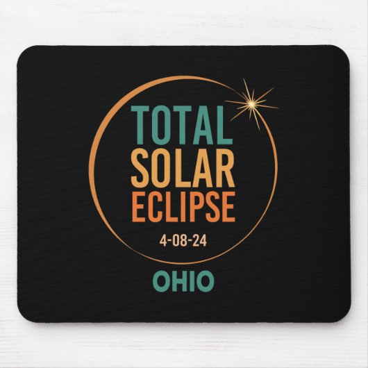 Tapis De Souris Solar Eclipse Ohio 8 avril 2024 Totalité (Devant)