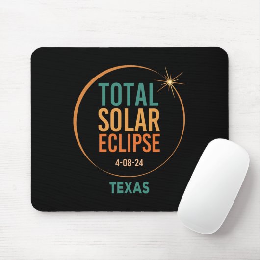 Tapis De Souris Solar Eclipse Texas 8 avril 2024 Totalité (Avec souris)