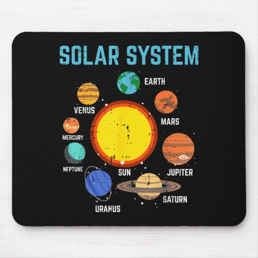 Tapis De Souris Solar System Sun Planets Galaxy Astronomy Men Wome (Devant)
