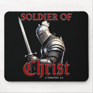 Tapis De Souris Soldat du Christ 2 Timothée 2:3 Bible chrétienne