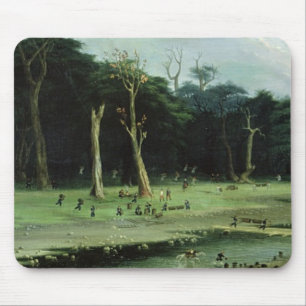 Tapis De Souris Soldats coupant des branches par une rivière