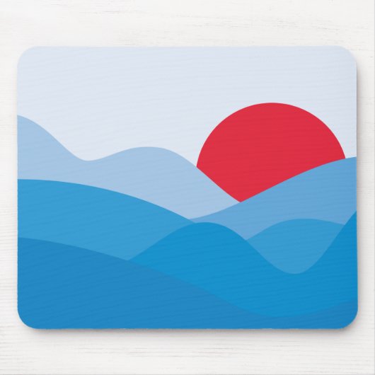 Tapis De Souris Soleil bleu minimaliste (Devant)