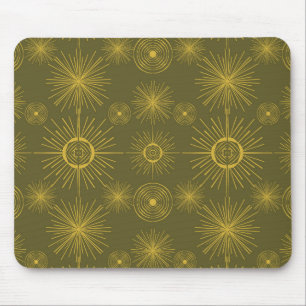Tapis De Souris Soleil céleste étoiles Vert olive
