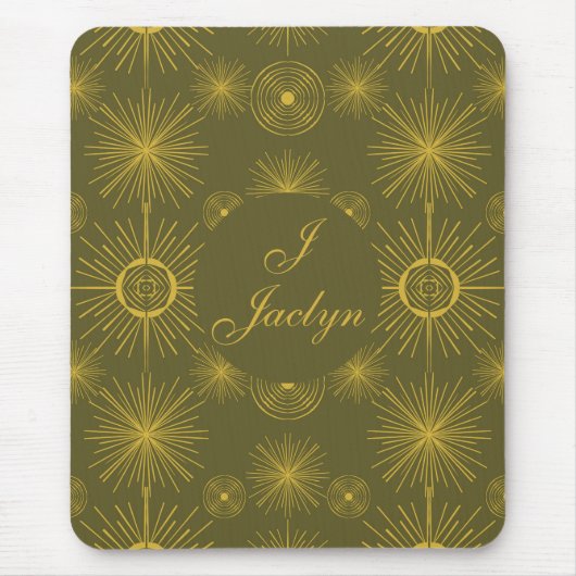 Tapis De Souris Soleil céleste étoiles Vert olive (Devant)