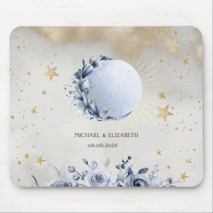 Tapis De Souris Soleil Céleste, Roses de Lune Bleue, Nuit étoilée