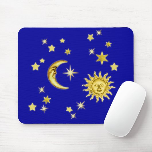 Tapis De Souris Soleil, Lune et Étoiles (Avec souris)