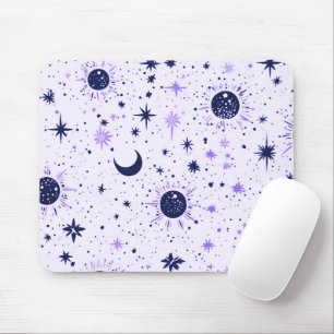 Tapis De Souris Soleil Lune Étoiles Célestes Noir et Violet