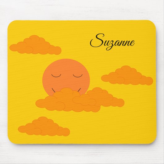 Tapis De Souris Soleil orange dans un ciel doré : (Devant)