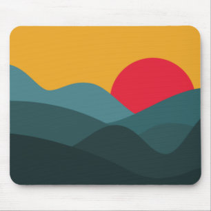 Tapis De Souris Soleil Peacock bleu et orange minimaliste