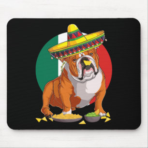 Tapis De Souris Sombrero English Chien Chien Chien Mexique Drapeau