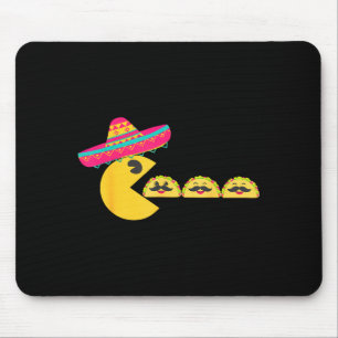 Tapis De Souris Sombrero mangeant des tacos drôles avec des mousta