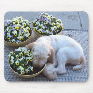 Tapis De Souris Sommeil w/Pansies de ~ de nounours de ~ de