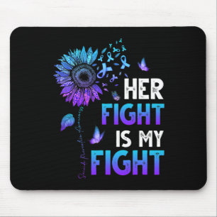 Tapis De Souris Son combat est mon combat Turquoise et violet Ribb