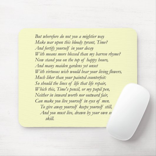 Tapis De Souris Sonnet # 16 par William Shakespeare (Avec souris)