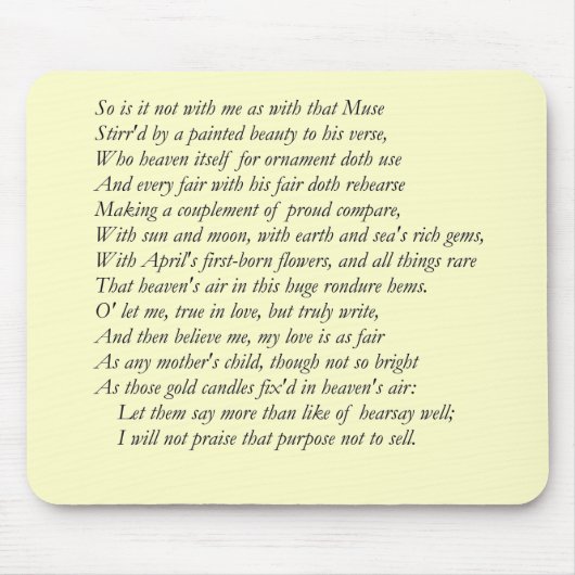 Tapis De Souris Sonnet # 21 par William Shakespeare (Devant)