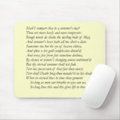 Tapis De Souris Sonnet de Shakespeare # 18 (Avec souris)