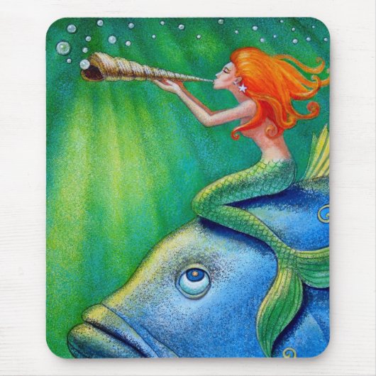 Tapis De Souris Sonnez votre sirène de coquillage ! Art Mousepad (Devant)