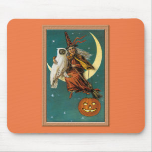 Tapis De Souris Sorcier et hibou nostalgiques de joyeux Halloween
