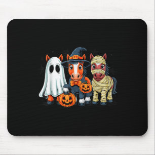 Tapis De Souris Sorcière à cheval rétro Y Halloween Citrouilles Ho