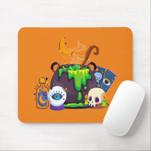 Tapis De Souris Sorcière Cuisine Cauldron Potion Sous Le Lune