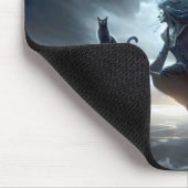 Tapis De Souris Sorcière d'Halloween et chat sur une chambre (Coin)