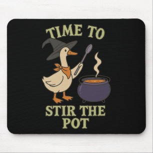 Tapis De Souris Sorcière d'oie Halloween Le temps de remuer le pot