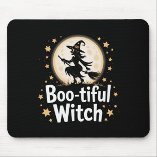 Tapis De Souris Sorcière en bas Silhouette Halloween Witch Moon 1