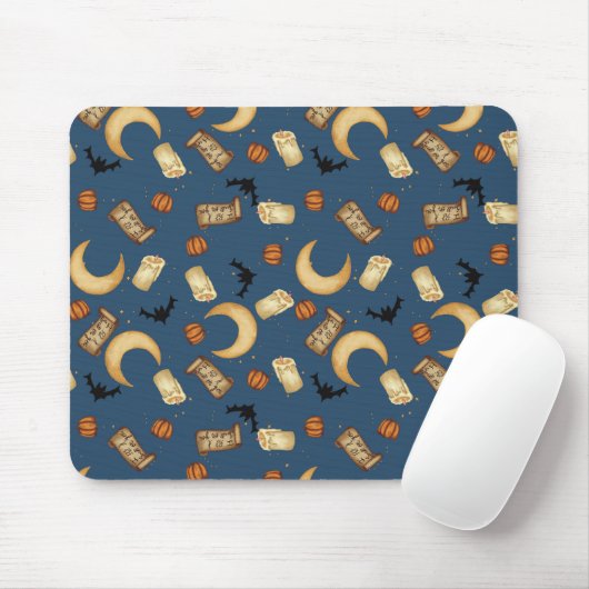 Tapis de souris sorcière Halloween céleste bleu (Avec souris)