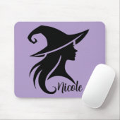 Tapis De Souris Sorcière noire Casquette sorcière Wiccan Halloween (Avec souris)
