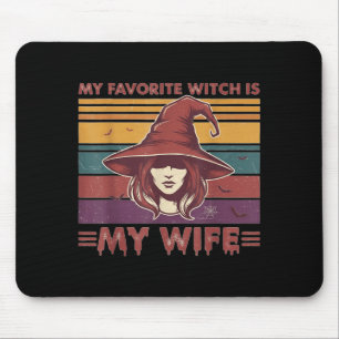 Tapis De Souris Sorcière préférée de Halloween drôle rétro vintage