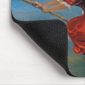Tapis De Souris Sorcière volant avec chat noir la nuit d'Halloween (Coin)