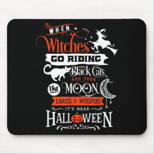 Tapis De Souris Sorcières Chats Noirs Et Lune Halloween