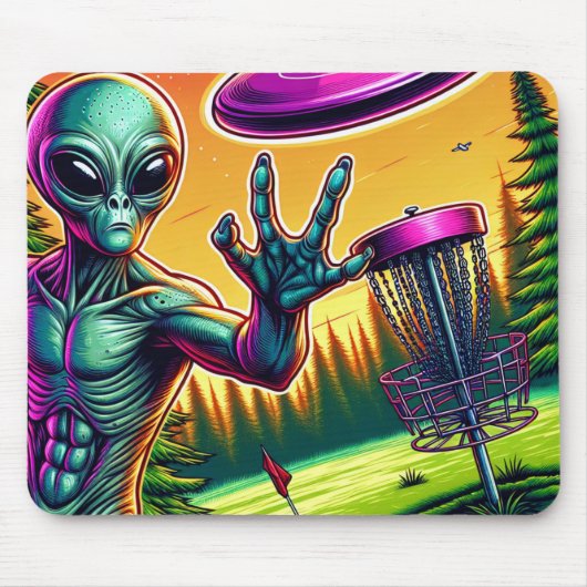 Tapis De Souris Soucoupe de golf sur disque extraterrestrial et vo (Devant)