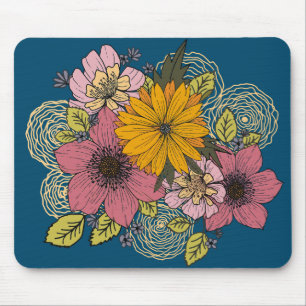 Tapis De Souris Souris à bouquet floral