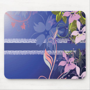 Tapis De Souris Souris à dentelle bleue