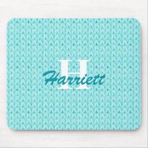 Tapis De Souris Souris à texture turquoise avec monogramme