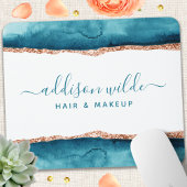 Tapis De Souris Souris Aquarelle turquoise Et Or