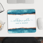 Tapis De Souris Souris Aquarelle turquoise Et Or