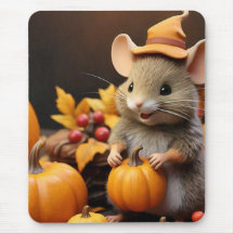 Souris automnale adorable avec Souris Citrouille