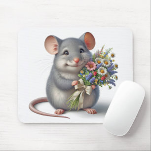 Tapis De Souris Souris Avec Bouquet Fleur sauvage