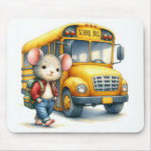 Tapis De Souris Souris Avec Le Bus De L'École Jaune (Devant)