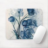 Tapis De Souris Souris avec peinture florale bleue (Avec souris)