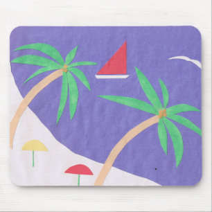 Tapis De Souris Souris avec scène de l'île