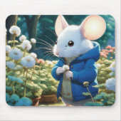 Tapis De Souris Souris Blanche Dans Le Jardin (Devant)