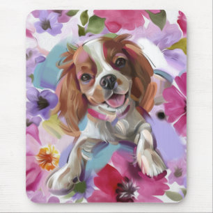 Tapis De Souris Souris Blenheim Cavalier Floral Dog Art