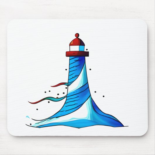 Tapis De Souris Souris bleu et blanc phare (Devant)