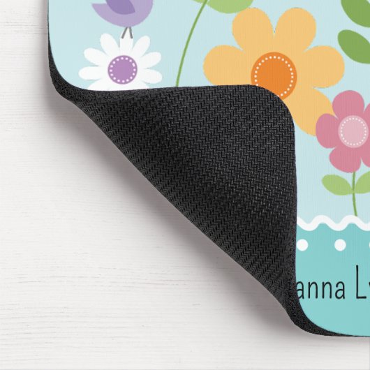 Tapis De Souris Souris bleu Floral Monogramme (Coin)