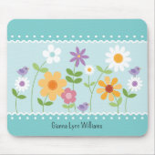 Tapis De Souris Souris bleu Floral Monogramme (Devant)