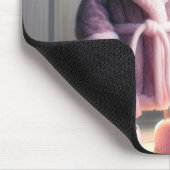 Tapis De Souris Souris dans une robe rose et des chaussons (Coin)